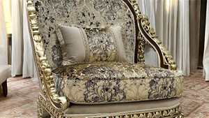 Muebles de Madera para Sala de Estar con Acabado Dorado Majestuoso, Juego de Sofás de Madera de Teca Tallada en Oro Antiguo, Diseño Vintage, Hecho en EE. UU. - Product Image 3