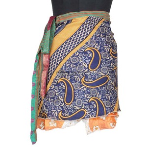 Magic Medium 21" Wrap Mini <b>Skirt</b> Reversible Silk Wrap Mini <b>Skirt</b> Halter Short Sari Wrap <b>Skirt</b> Trendy Boho <b>Gypsy</b> Beach Cover Sari - Product Image 5