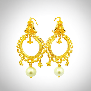 Pendientes Colgantes Clásicos de Oro con Circonita y Cuarzo, Estilo Huggie de Moda para Fiestas - 11058822GL, Joyería de Concha con Perla como Piedra Principal - Product Image 2