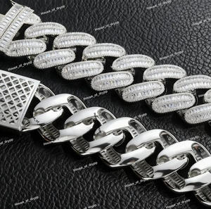 สร้อยคอคิวบาลิงค์หรูหราประดับเพชรโมอิสซาไนต์ VVS เงินแท้ 925 สไตล์ฮิปฮอป - Product Image 3