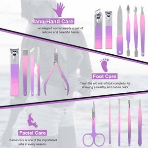 Kit de soins des ongles violet 7 en 1, ensemble d'outils de manucure en acier inoxydable, étui portable, style classique pour adultes - Product Image 3