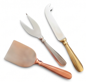 Ensemble de 3 outils à fromage en acier inoxydable, couteau, épandeur, serveur, manche en cuivre, durable, écologique, parfait pour la maison et la cuisine - Product Image 1