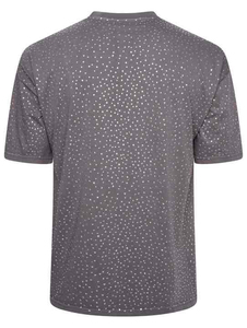 T-shirt pour homme en coton 100% gris uni à col en V, manches courtes, tricoté, avec logo sur le devant, décontracté, respirant, anti-rétrécissement, séchage rapide - Product Image 2