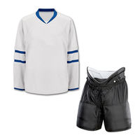 Ensemble de pantalon et maillot de hockey sur glace personnalisé sublimé pour homme, manches longues, col en V, rayé noir jaune blanc, polyester, tenue d'équipe adulte
