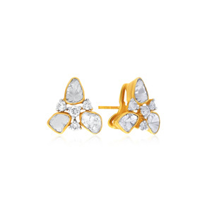 Boucles d'oreilles clous en diamant rose taillé en forme de triangle, cultivé en laboratoire, en or 18 carats, fabrication de bijoux fins, vente en gros - Product Image 2