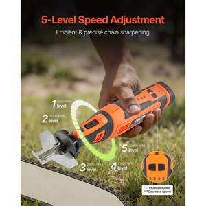 Afilador de Motosierra Inalámbrico de 5 Velocidades, 5000-30000 RPM, Afiladores Eléctricos Recargables de Mano, 4 Cabezales de Afilado, Guía de Ángulo - Product Image 2