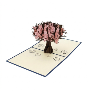 การ์ดอวยพรวันวาเลนไทน์ลายดอกซากุระแบบป๊อปอัพสร้างสรรค์ 3 มิติ สลักเลเซอร์ลายรัก สไตล์ยุโรป - Product Image 3