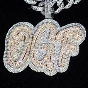 Pendentif Hip Hop personnalisé pour homme en argent 925 plaqué or, avec diamant de laboratoire et lettre de luxe, le plus vendu - Product Image 6