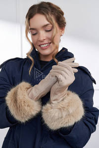 Gants longs en fausse fourrure pour femmes OEM, doux, chauds, luxueux, pour l'hiver - Product Image 3