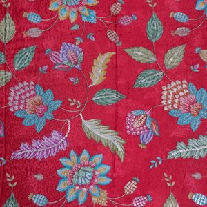 Tissu en organza naturel de poids moyen, brodé de sequins et de motifs floraux rouge cramoisi, pour robes de mariée/de cérémonie de luxe - Product Image 6