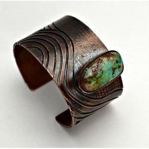 Unisex Stylish Solid Copper Cuff Bracelet with Vintage Star Design Premium Quality Handmade Bead Caps Jewelry - Product Image 1