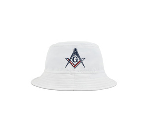 Chapeau Bob Maçonnique Maître Maçon Loge Bleue - Chapeau Brodé Coton Blanc Drapeau USA Maçonnique - Product Image 1