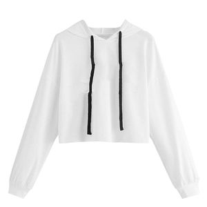Women's Cropped Hoodie Casual Long Sleeve Pullover Hooded Sweatshirt Fashion Streetwear <b>Crop</b> <b>Top</b> - Product Image 1