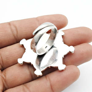 Classic Flower Design Bohemian <b>Ring</b> With 925 Sterling Silver Stamp A Big Round Shape <b>Turquoise</b> Gemstone Handmade Jewelry - Product Image 2