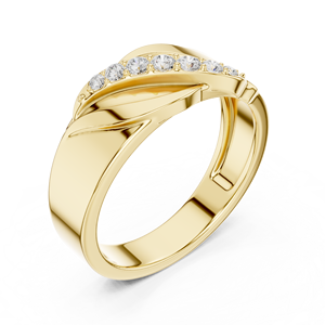 Anillo Clásico para Hombre de Oro Amarillo de 18K con Diamante Cultivado en Laboratorio, Diseño de Onda Infinita, Corte Brillante Redondo y Curva Elegante - Product Image 2