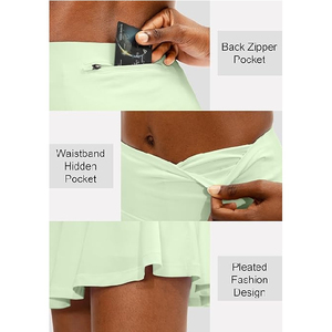 Mini-jupe plissée élastique à séchage rapide pour le golf, la course et le tennis – Vêtement de sport plissé d'été pour femme – Mini-jupe basique pour femme - Product Image 2