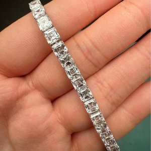 Bracelet tennis en or blanc 14 carats pour femme, serti de moissanite taille coussin, monture griffe, bijoux de luxe pour mariage - Product Image 5