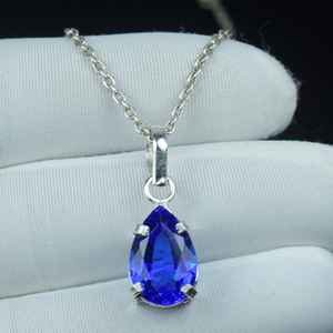 จี้แทนซาไนต์ทำมือ สร้อยเงินแท้ 925 ของขวัญประจำเดือนธันวาคมสำหรับผู้หญิง เครื่องประดับ - Product Image 1