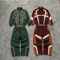 Conjunto Deportivo Retro de los 90 para Hombre, Chaqueta Cortavientos Extra Grande Personalizada y Pantalones Deportivos Holgados, Estilo Casual Urbano