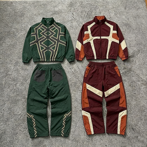 Custom-Made Oversized Boxy Windbreaker Jacket and Baggy Athletic Pants Casual Streetwear Style Men's 90s Retro <b>Tracksuit</b> Set - Product Image 2