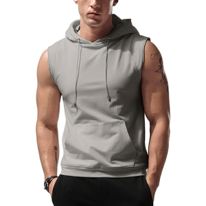 Sudadera sin mangas con capucha para hombre, ropa deportiva personalizada de algodón, sudadera con capucha atlética para gimnasio, venta al por mayor de fábrica - Product Image 1