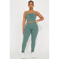Ensemble de yoga 2 pièces personnalisé pour femme, taille haute élastique, léger, en Spandex/Polyester, effet seconde peau, grandes tailles, pour la gym