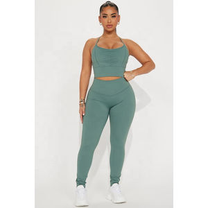 Conjunto de Yoga de 2 Piezas para Mujer, Talla Grande, Cintura Alta Elástica, Ligero, Sensación de Segunda Piel, para Gimnasio y Entrenamiento - Product Image 4
