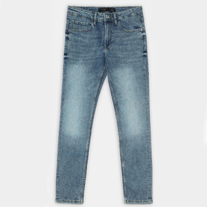 Vaqueros de mezclilla azules desgastados con remaches para hombre, de pierna recta, cintura alta, estilo punk, casuales, lavados, para primavera - Product Image 2
