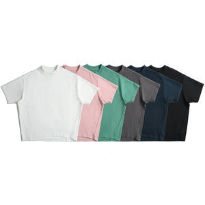 Customized Logo 100 Percent Cotton Boxy Oversized T Shirt Vintage Wash Loose Fit Knitted Short Sleeve Casual Tee - Product Image 6