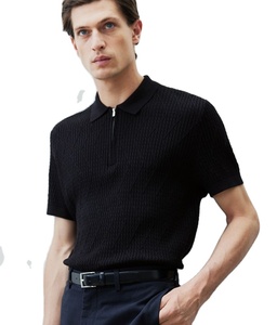 Camisetas de golf de manga corta entalladas de algodón y viscosa de alta calidad de diseñador para hombre - Product Image 1