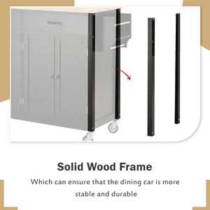 Carrello da Cucina con Piano in Legno Massello da 54,3 Pollici, 4 Ante, Due Cassetti, Portaspezie, Portasciugamani e Ruote Bloccabili - Product Image 5