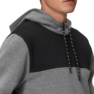 Sudadera con Capucha para Hombre, Diseño Color Block, Gris y Negro, Felpa Francesa, Corte Regular, Informal, para Otoño, con Bolsillos - Product Image 2