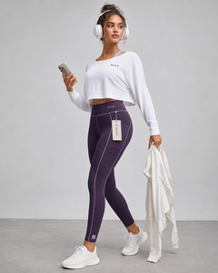 MIAZ Off-The-Shoulder <b>Crop</b> Top Racerback Sleeveless Active Stretch Breathable Wrinkle-Resistant Yoga Set Mid Waist <b>Leggings</b> - Product Image 5