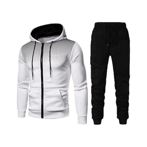 Chándal a Rayas Blancas y Negras para Hombre, Cierre Completo, Cuello Camisero, Diseño Deportivo Informal, Transpirable, Poliéster, Ropa de Otoño, Corte Regular - Product Image 2