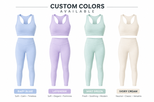 Ensemble de yoga sans couture bleu pastel pour femme, soutien-gorge de sport et leggings taille haute, vente en gros, logo personnalisé - Product Image 3
