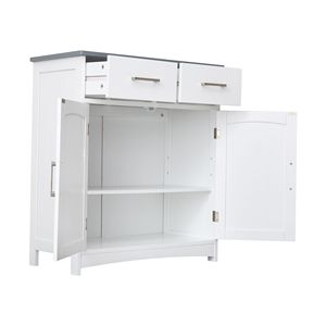 FRALIMK a due cassetti bianco grigio MDF in legno credenza Bar caffè Buffet con ripiani regolabili e porte ad arco - Product Image 3