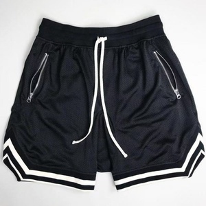 Shorts de basketball en mesh pour hommes, couleur unie, séchage rapide, respirant, avec poches latérales zippées, cordon de serrage, vêtements de sport décontractés - Product Image 4