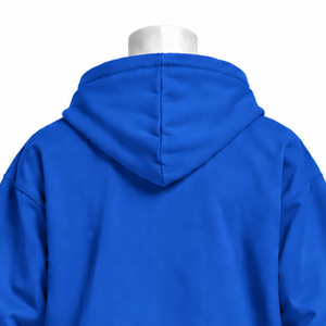 Royal Blue Indus Embroidered Pullover <b>Hoodie</b> Decorative Floral <b>Stitching</b> Kangaroo Pocket Relaxed Casual Streetwear Winter - Product Image 4