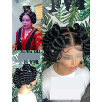 Perruque Jennifer Femme Sans Nœud en Dentelle Frontale Complète Tresses Cornrow Perruques Dreadlock Faux Loc Twist Box Braid Afro Femme Cadeau