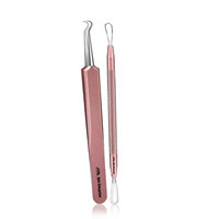 Kit d'outils pour éliminer les boutons 8 pièces Extracteurs de comédons Or rose 10 pièces Outils pour éliminer les points noirs Acier inoxydable