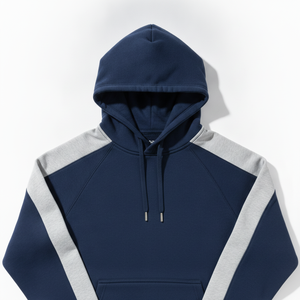 Sudadera con Capucha Azul Marino para Hombre, Manga Raglán, Forro Polar, Informal, con Bolsillo Delantero, Corte Regular, Ropa de Invierno - Product Image 4