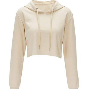 Outdoor Autumn/<b>Winter</b> Women's Crop <b>Top</b> Hoodies 100% Cotton Fleece Durable Breathable Crop <b>Top</b> Hoodies - Product Image 1