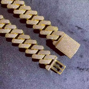 Round Shape Moissanite Diamond Cuban Link <b>Chain</b> <b>Iced</b> <b>Out</b> With Hip Hop Cuban <b>Chains</b> for Men Fashion Necklaces India - Product Image 2
