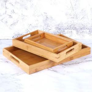 Handmade Mango Wood Serving Tray with Brass Corner Brackets & Handles, <b>Rustic</b> Rectangle Wooden Food Tray for <b>Coffee</b> <b>Table</b> Decor - Product Image 5