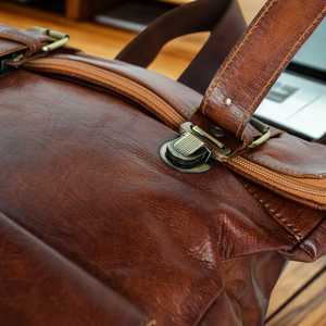 Luxury Genuine Leather <b>Roll</b> Top <b>Backpack</b> Stylish Bag 17 Inch Laptop Sleeve Large Travel Pack LRTB-0106 - Product Image 5