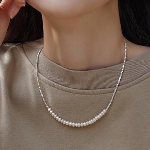 Starry Sky Design Female Ins Niche <b>Necklace</b> Natural Freshwater Pearl with Broken Silver Collarbone <b>Fashion</b> <b>Beaded</b> <b>Necklaces</b> - Product Image 3