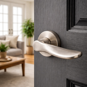 ชุดมือจับประตูทองเหลืองพร้อมกุญแจแบบฝัง |   มือจับประตูดีไซน์เนอร์แบบก้านโยก สีโบราณ สีดำ สีกราไฟต์ และสีทอง สำหรับประตูภายใน - Product Image 4