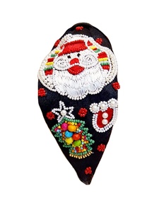 Handmade Velvet Christmas Santa <b>Headband</b> Beaded Embroidered Hair Accessory Wholesale MOQ for Holiday Headpiece - Product Image 2