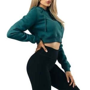 Women's Cropped Hoodie Casual Long Sleeve Pullover Hooded Sweatshirt Modern Streetwear <b>Crop</b> <b>Top</b> - Product Image 3