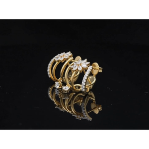Magnifiques boucles d'oreilles pendantes botaniques avec diamants de laboratoire DEF sertis en or jaune 18 carats, bijoux de luxe. - Product Image 3
